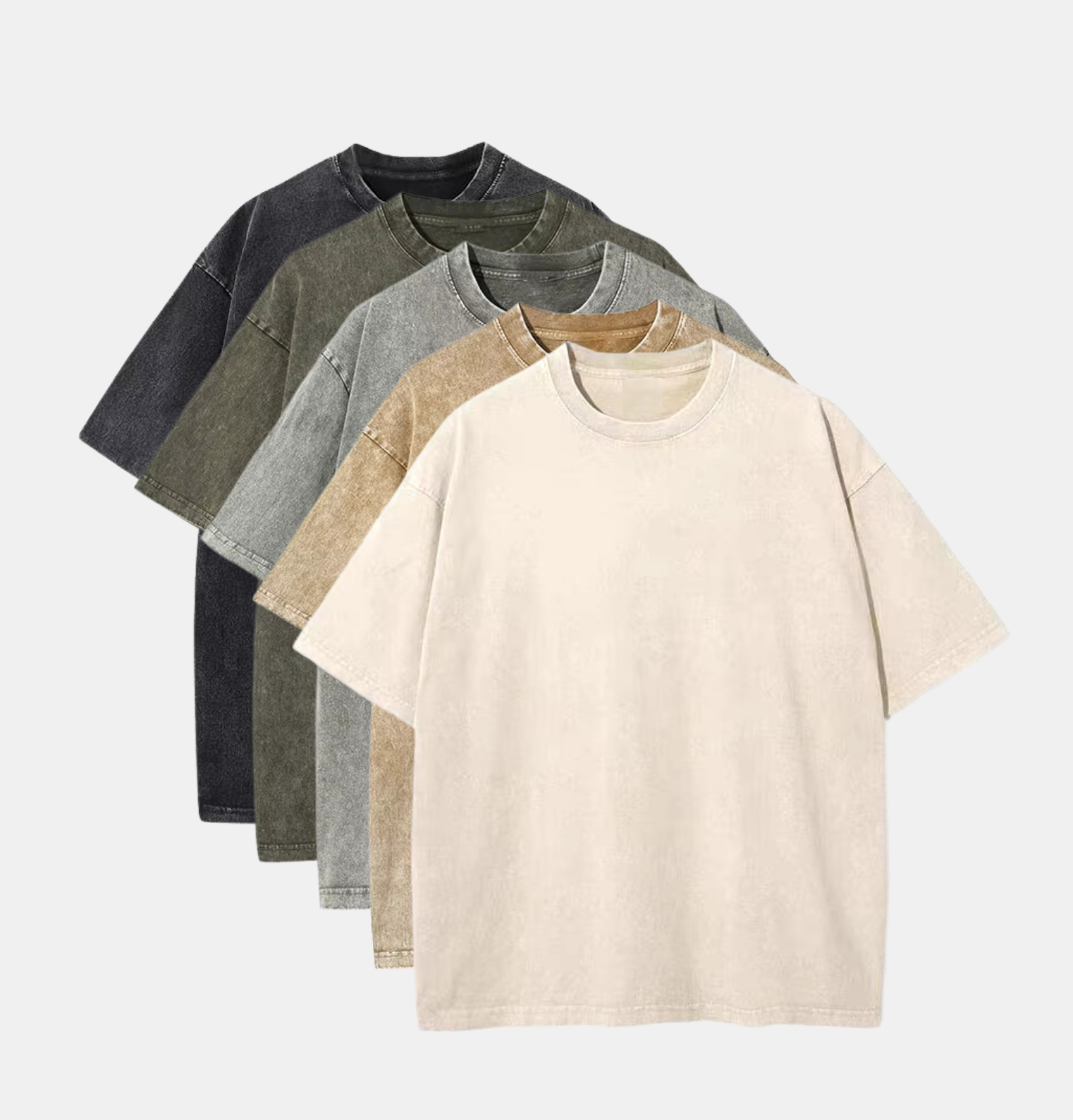 STAPLE 5 PACK / 250GSM HEAVY LOOSE FIT WASHED T-SHIRT